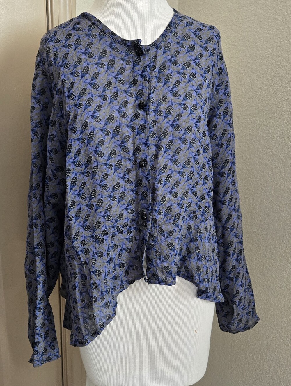 Flax by Jeanne Engelhart Rayon Womens Button Up Blouse M